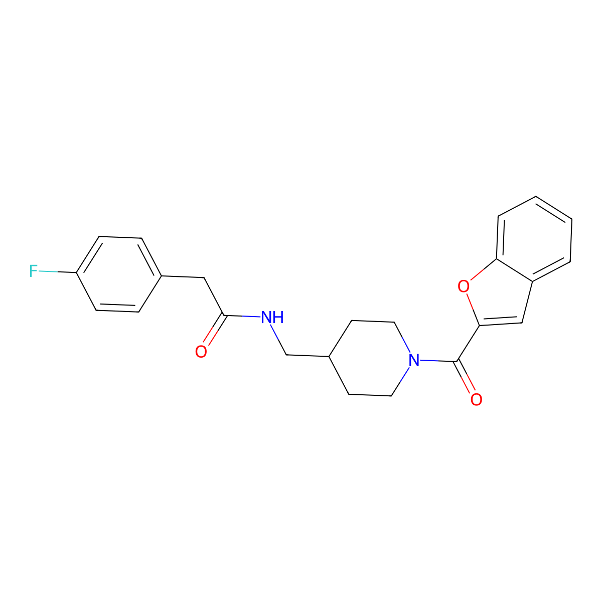 N-((1-(benzofuran-2-carbonyl)piperidin-4-yl)methyl)-2-(4-fluorophenyl)acetamide molecular structure, CAS 1235266-52-0