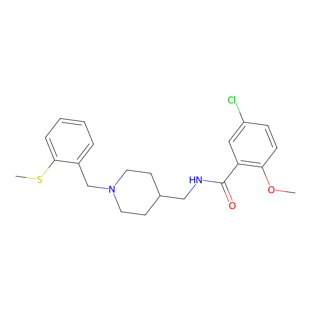 5-chloro-2-methoxy-N-((1-(2-(methylthio)benzyl)piperidin-4-yl)methyl)benzamide molecular structure, CAS 1235267-18-1