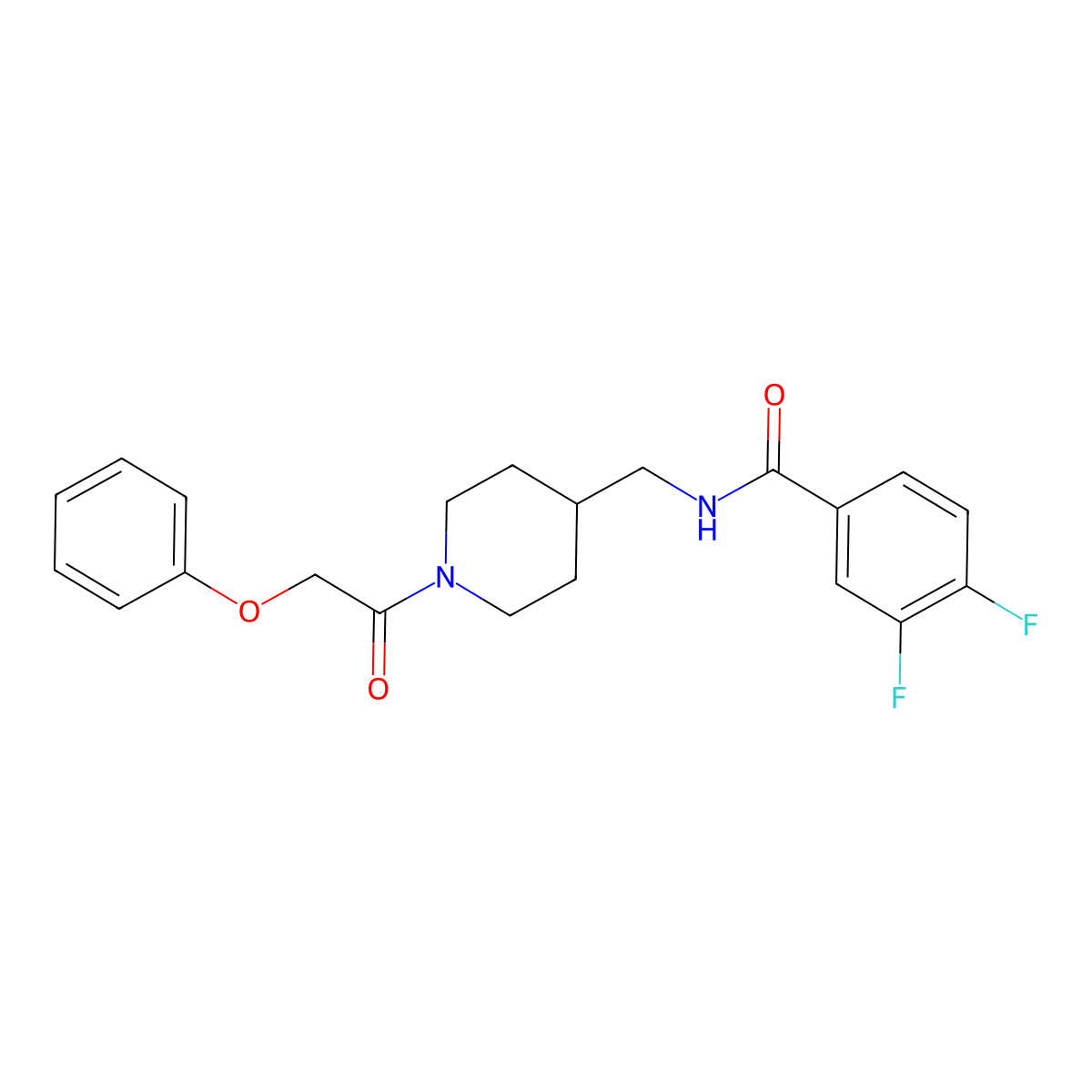 3,4-difluoro-N-{[1-(2-phenoxyacetyl)piperidin-4-yl]methyl}benzamide molecular structure, CAS 1235267-63-6