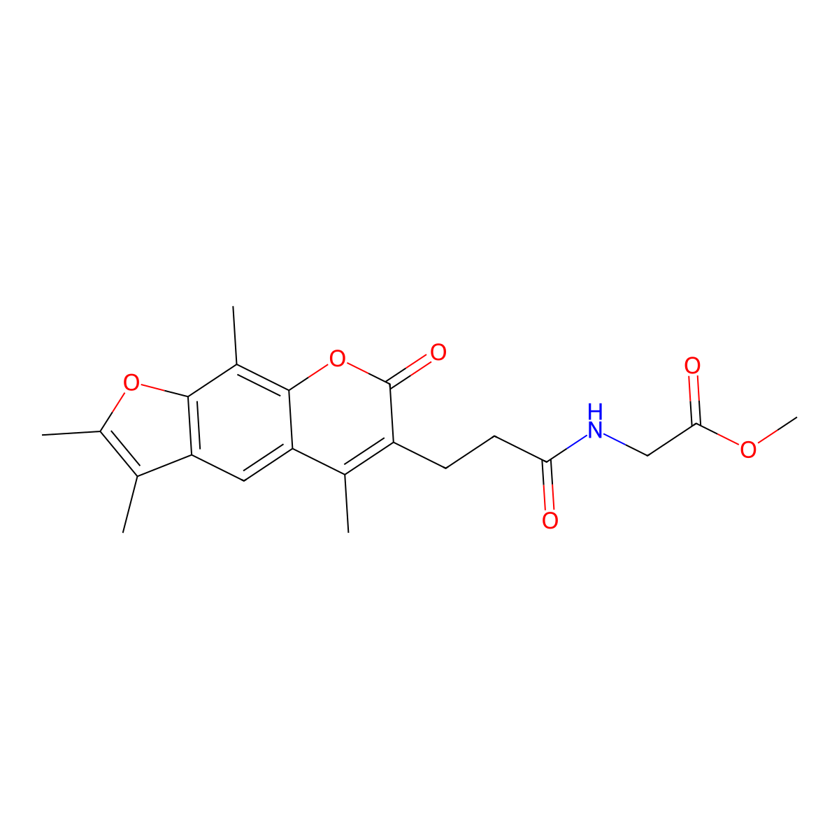methyl 2-{[3-(2,3,5,9-tetramethyl-7-oxo-7H-furo[3,2-g]chromen-6-yl)propanoyl]amino}acetate molecular structure, CAS 1235268-00-4