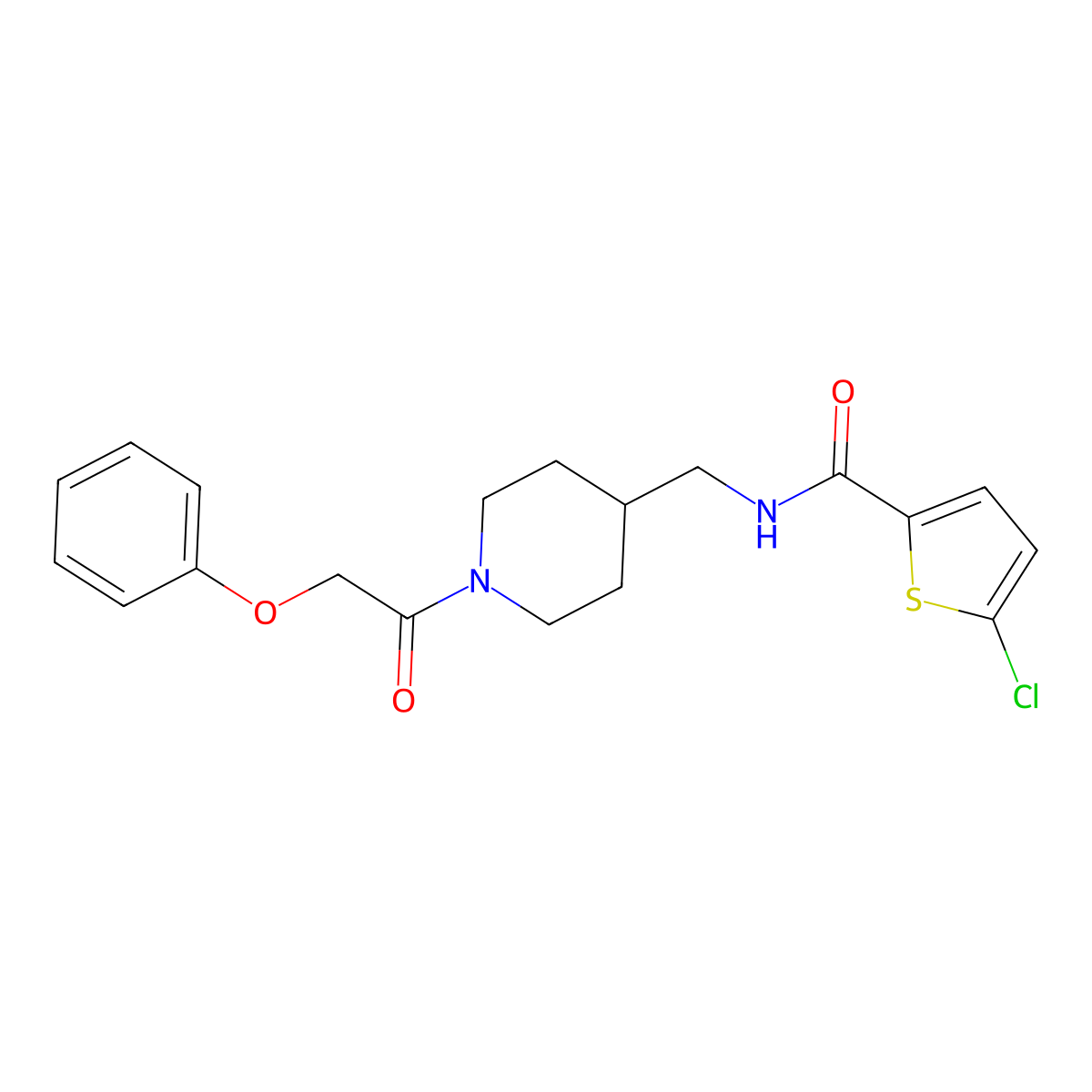 5-chloro-N-((1-(2-phenoxyacetyl)piperidin-4-yl)methyl)thiophene-2-carboxamide molecular structure, CAS 1235268-09-3
