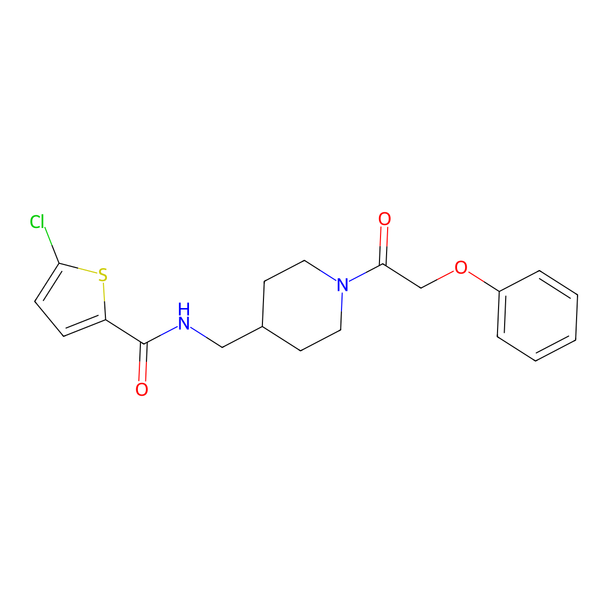 5-chloro-N-((1-(2-phenoxyacetyl)piperidin-4-yl)methyl)thiophene-2-carboxamide molecular structure, CAS 1235268-09-3