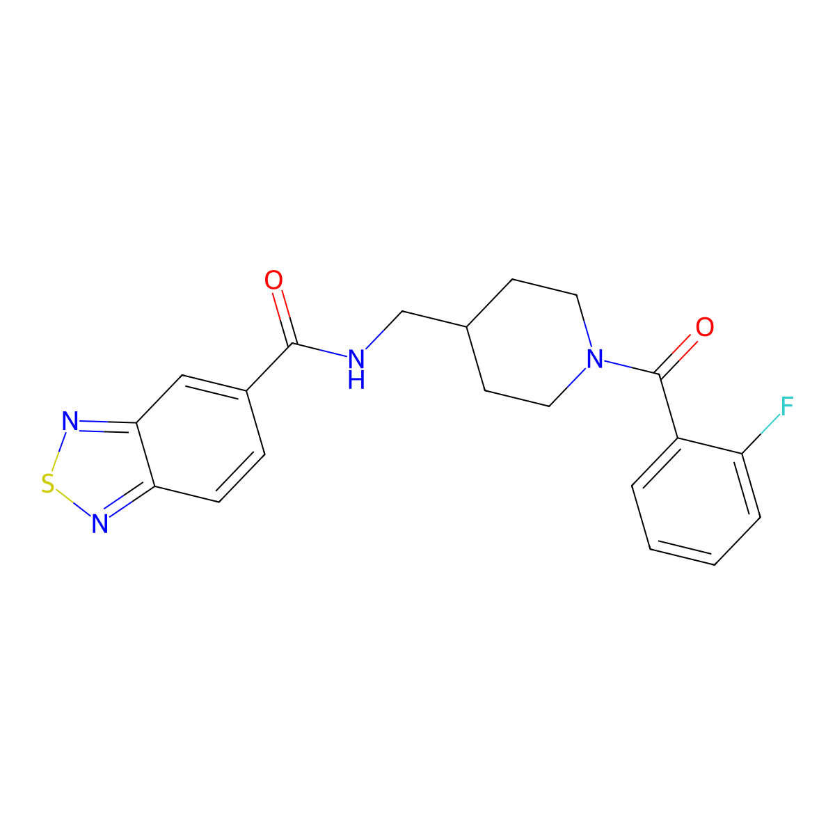 N-((1-(2-fluorobenzoyl)piperidin-4-yl)methyl)benzo[c][1,2,5]thiadiazole-5-carboxamide molecular structure, CAS 1235268-21-9