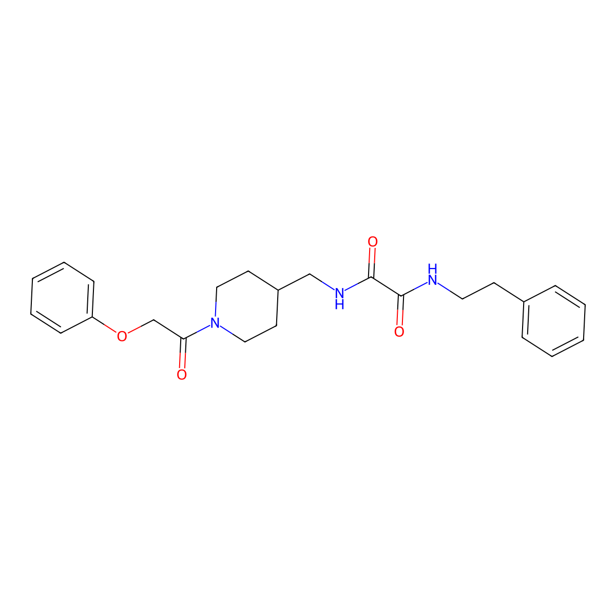 N1-phenethyl-N2-((1-(2-phenoxyacetyl)piperidin-4-yl)methyl)oxalamide molecular structure, CAS 1235268-51-5