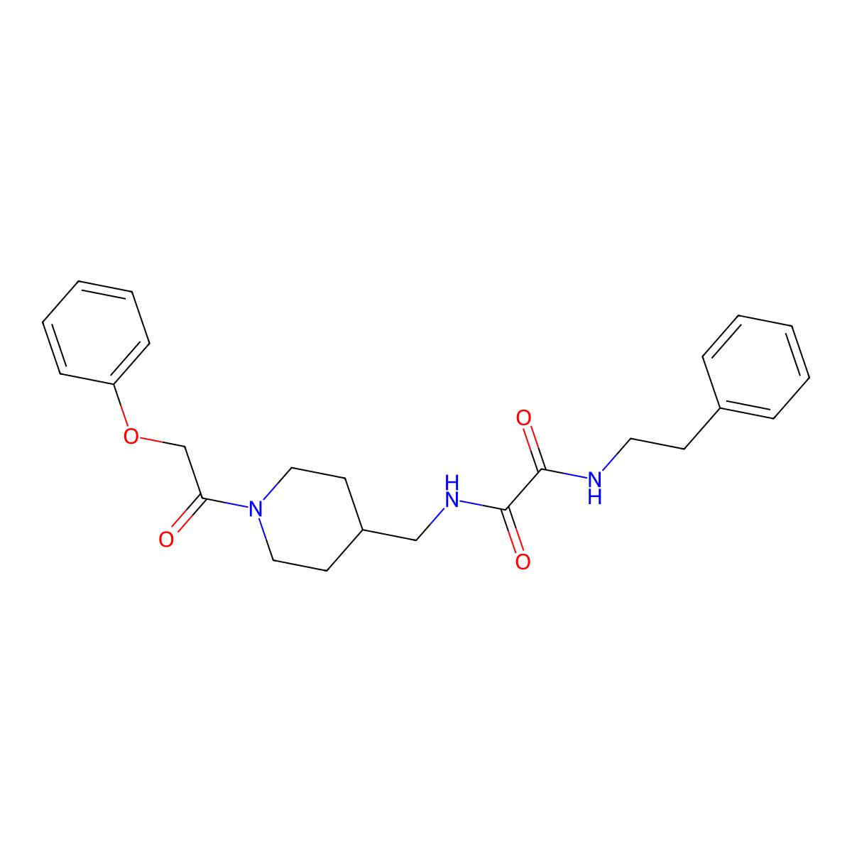 N1-phenethyl-N2-((1-(2-phenoxyacetyl)piperidin-4-yl)methyl)oxalamide molecular structure, CAS 1235268-51-5