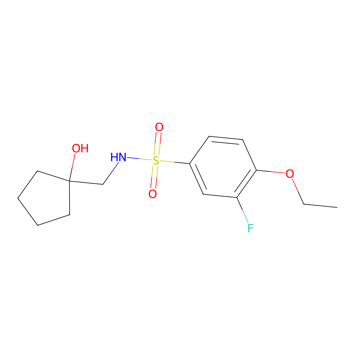4-ethoxy-3-fluoro-N-((1-hydroxycyclopentyl)methyl)benzenesulfonamide molecular structure, CAS 1235268-67-3