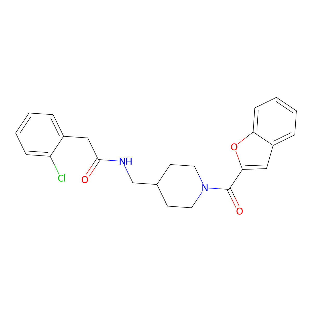 N-((1-(benzofuran-2-carbonyl)piperidin-4-yl)methyl)-2-(2-chlorophenyl)acetamide molecular structure, CAS 1235268-70-8