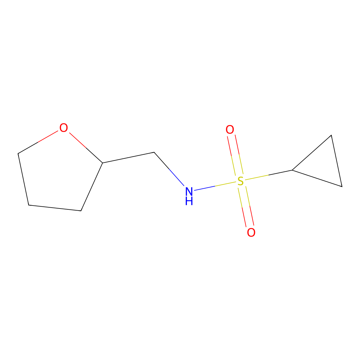 N-((tetrahydrofuran-2-yl)methyl)cyclopropanesulfonamide molecular structure, CAS 1235269-06-3