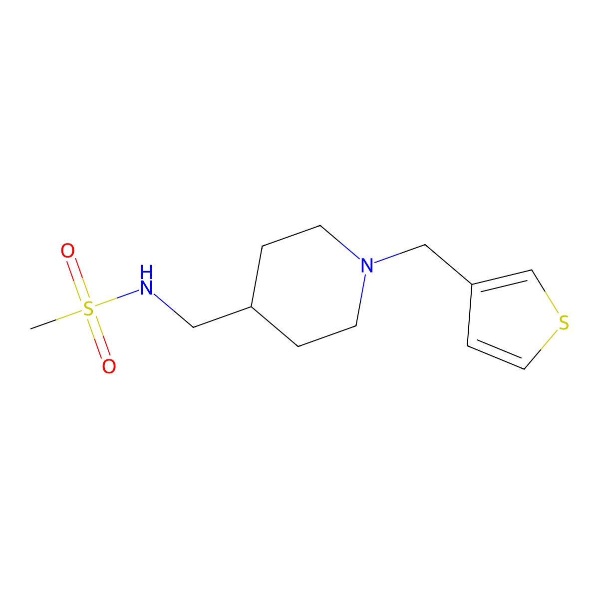 N-((1-(thiophen-3-ylmethyl)piperidin-4-yl)methyl)methanesulfonamide molecular structure, CAS 1235269-56-3