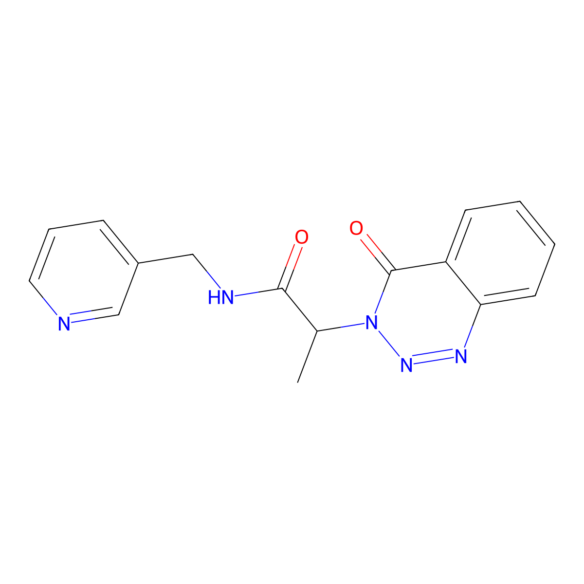 2-(4-oxo-1,2,3-benzotriazin-3(4H)-yl)-N-(pyridin-3-ylmethyl)propanamide molecular structure, CAS 1235269-85-8
