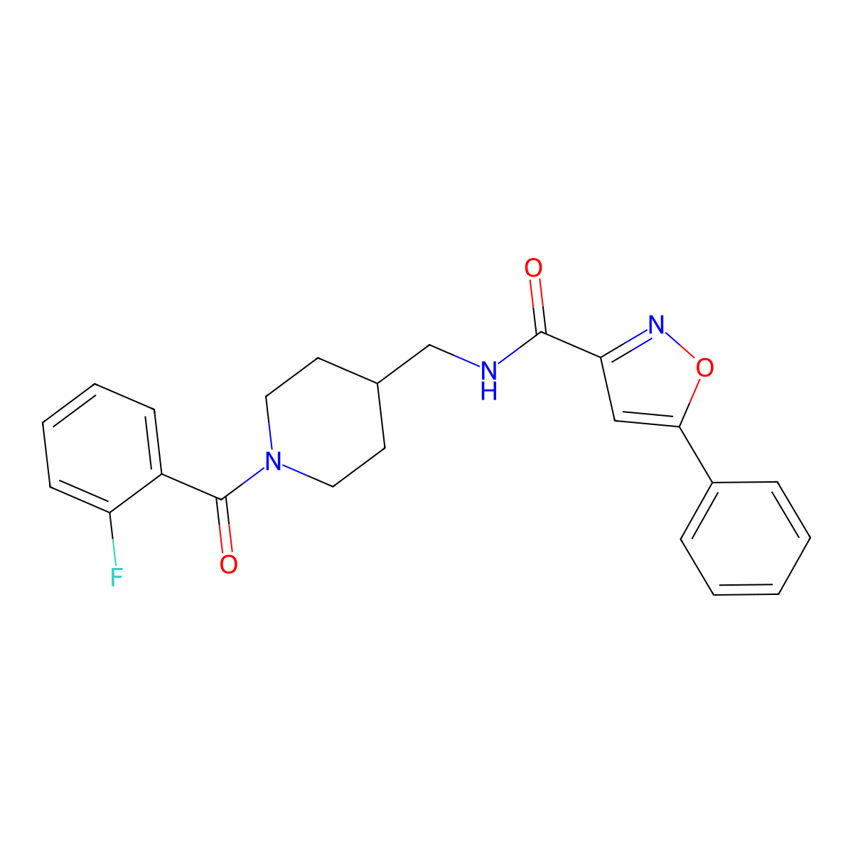 N-((1-(2-fluorobenzoyl)piperidin-4-yl)methyl)-5-phenylisoxazole-3-carboxamide molecular structure, CAS 1235272-89-5