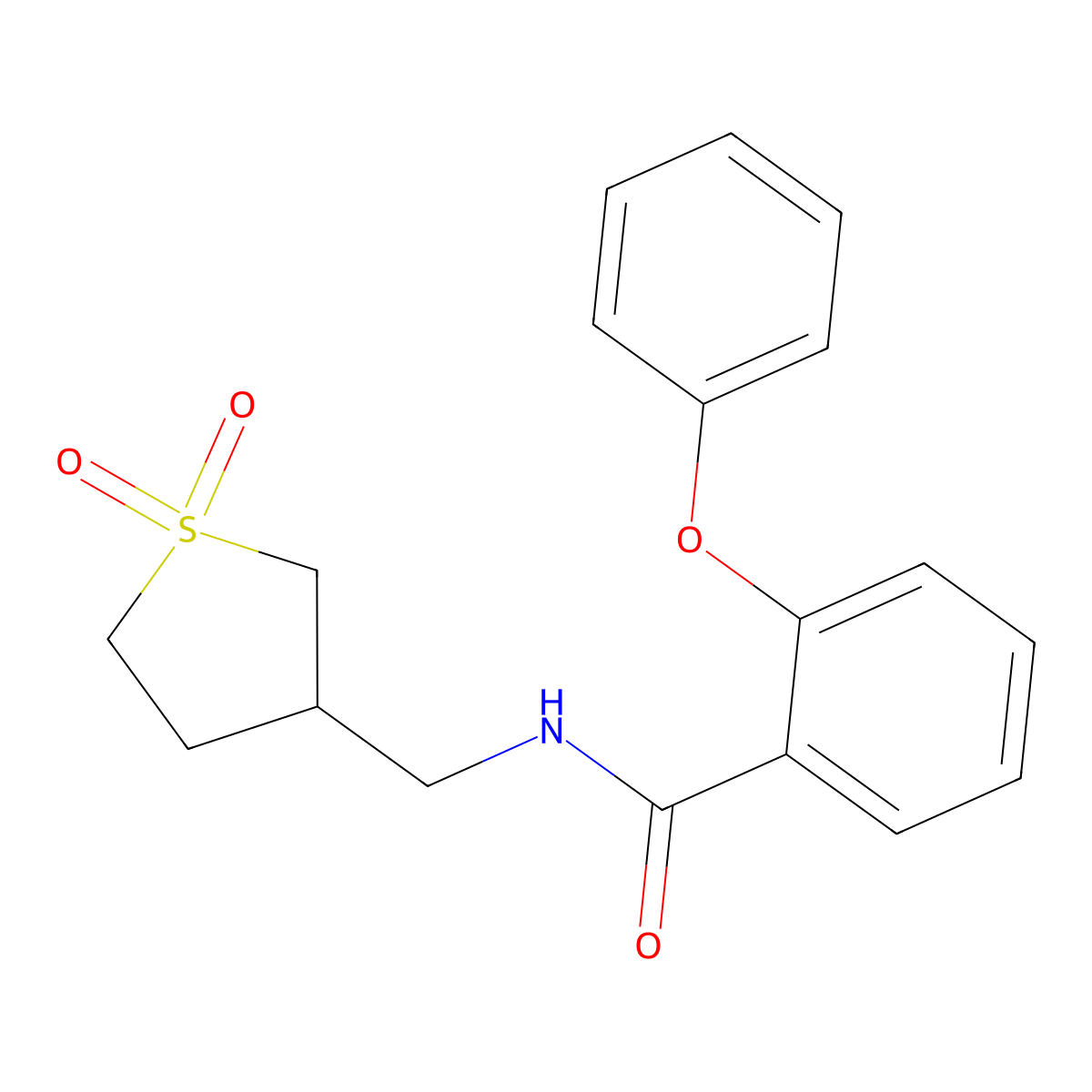 N-((1,1-dioxidotetrahydrothiophen-3-yl)methyl)-2-phenoxybenzamide molecular structure, CAS 1235272-92-0
