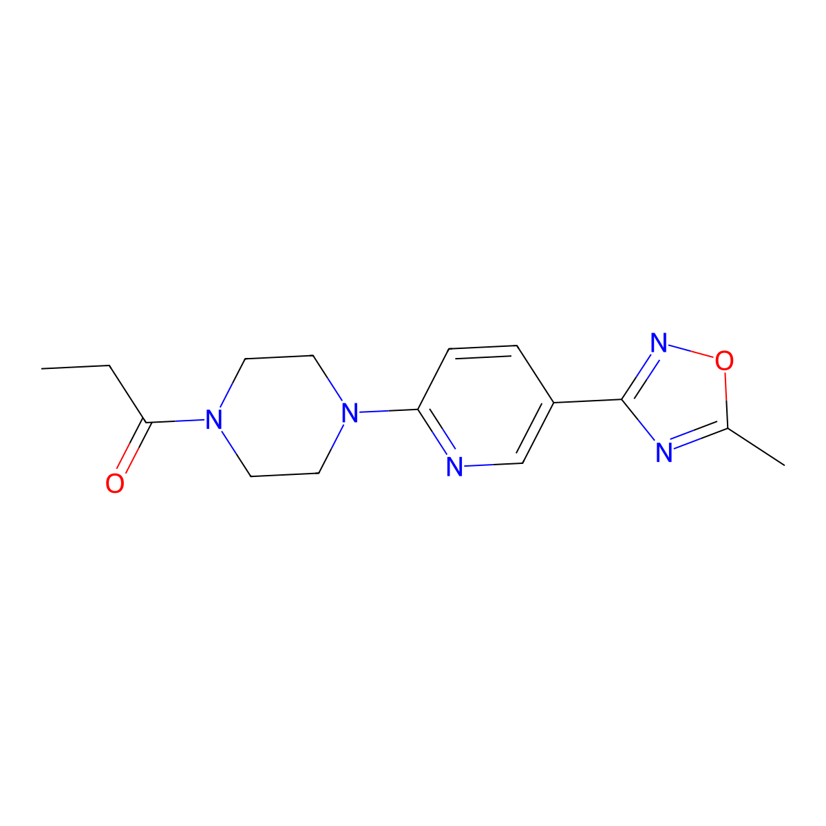 1-{4-[5-(5-Methyl-1,2,4-oxadiazol-3-yl)pyridin-2-yl]piperazin-1-yl}propan-1-one molecular structure, CAS 1235274-79-9