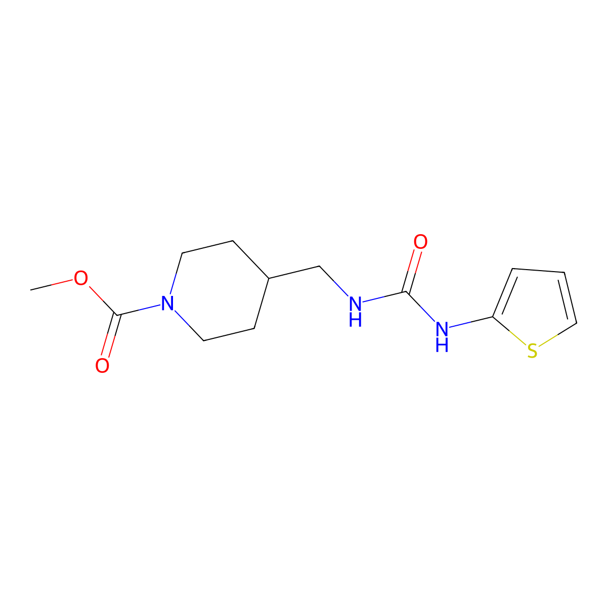 Methyl 4-((3-(thiophen-2-yl)ureido)methyl)piperidine-1-carboxylate molecular structure, CAS 1235277-16-3