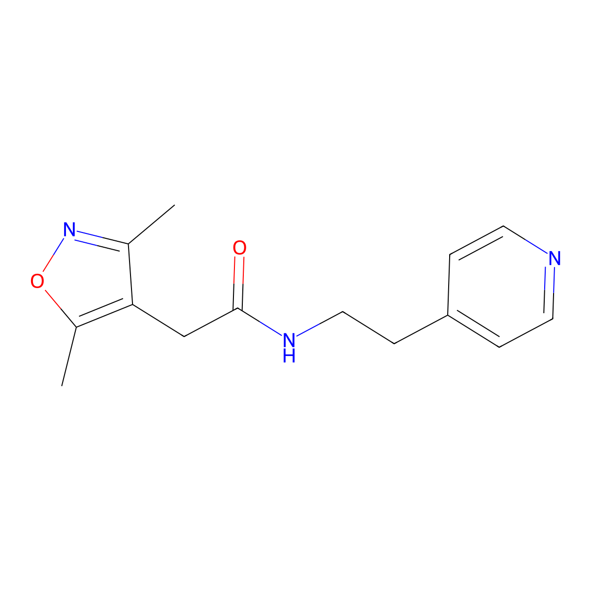2-(3,5-dimethylisoxazol-4-yl)-N-(2-(pyridin-4-yl)ethyl)acetamide molecular structure, CAS 1235277-62-9