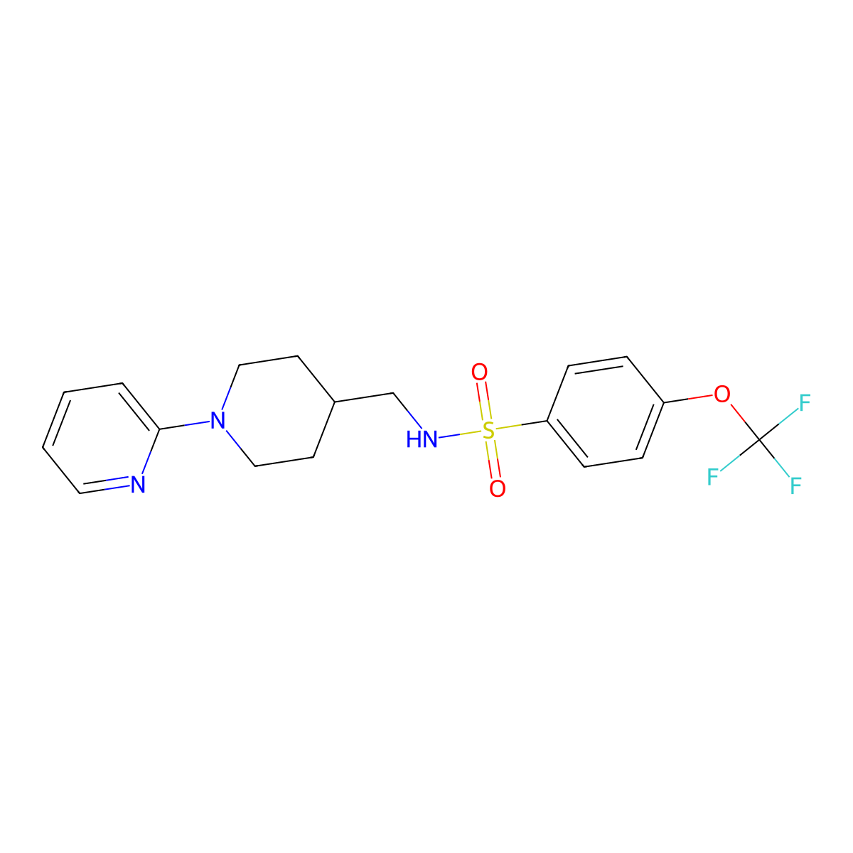 N-((1-(pyridin-2-yl)piperidin-4-yl)methyl)-4-(trifluoromethoxy)benzenesulfonamide molecular structure, CAS 1235278-52-0