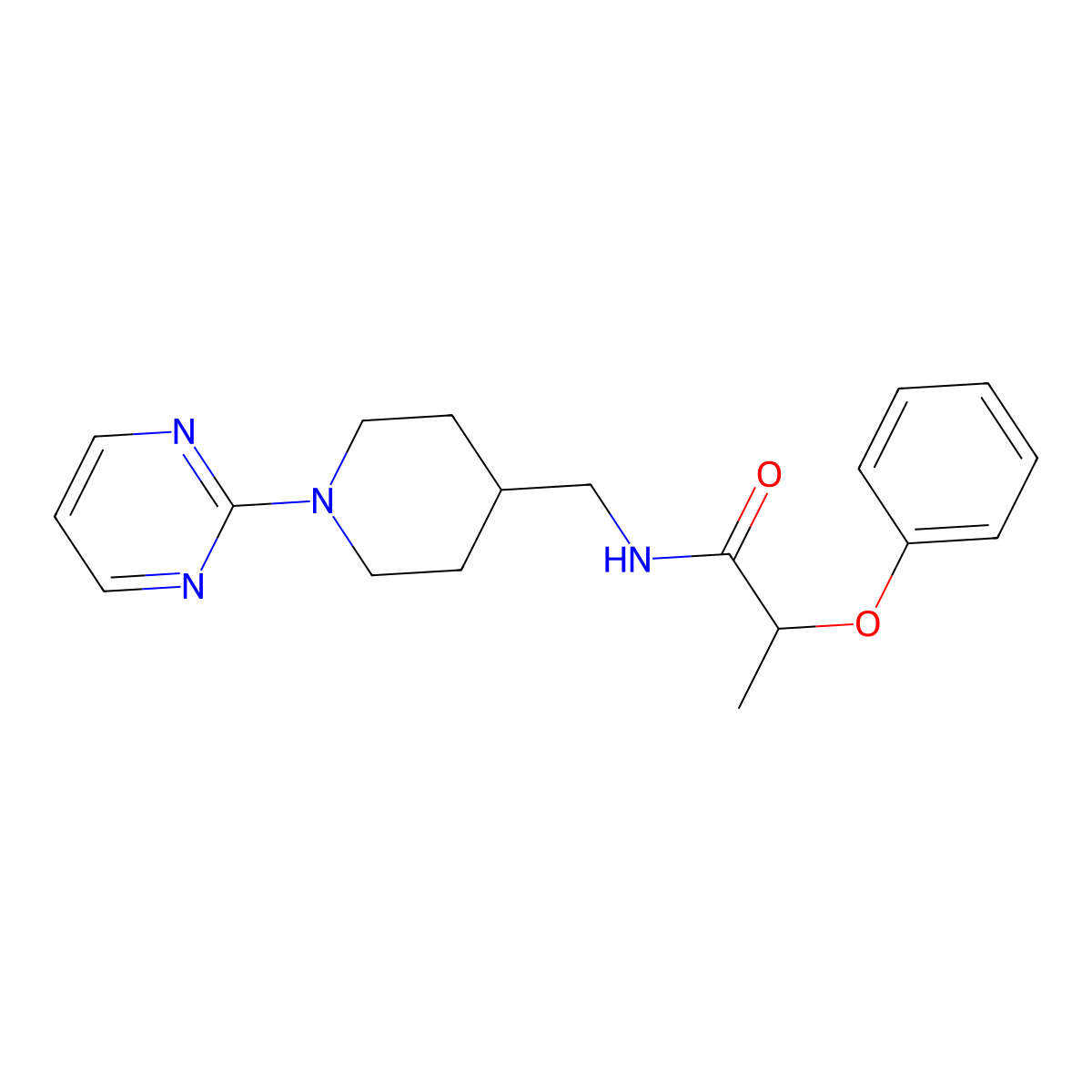 2-phenoxy-N-{[1-(pyrimidin-2-yl)piperidin-4-yl]methyl}propanamide molecular structure, CAS 1235279-27-2