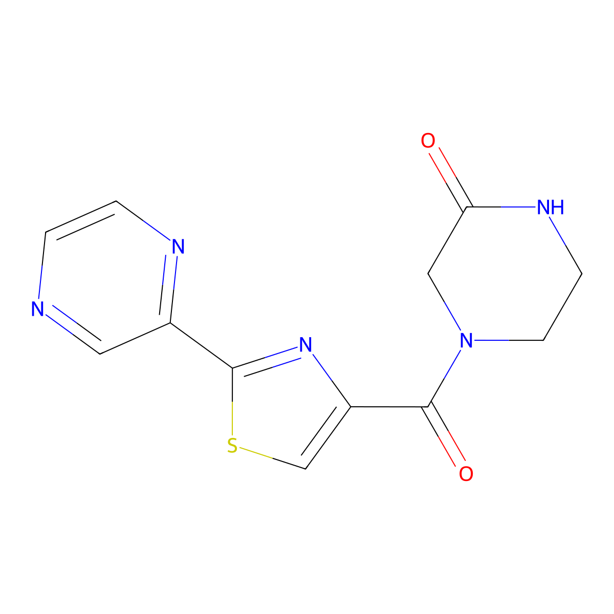 4-(2-(Pyrazin-2-yl)thiazole-4-carbonyl)piperazin-2-one molecular structure, CAS 1235279-77-2
