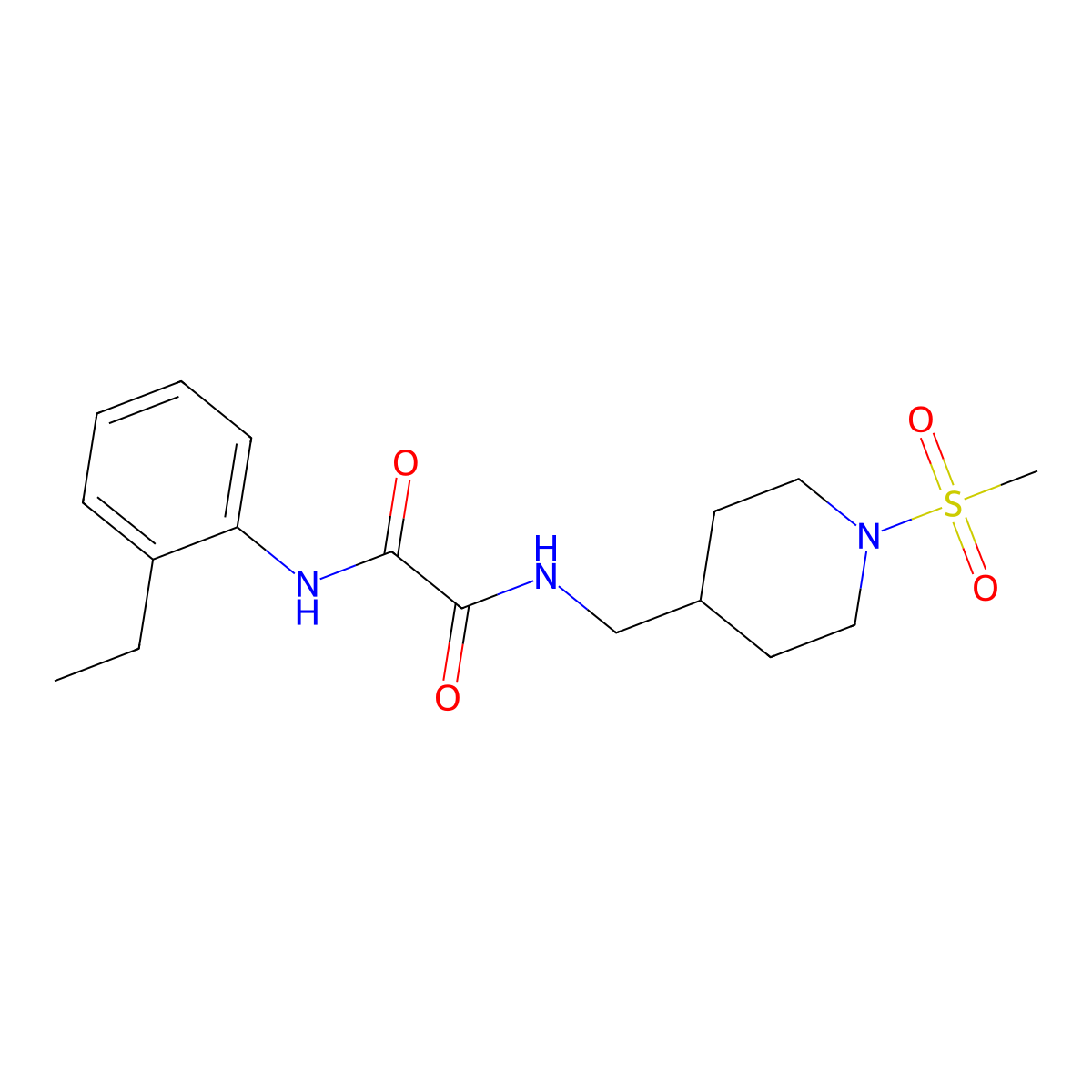 N1-(2-ethylphenyl)-N2-((1-(methylsulfonyl)piperidin-4-yl)methyl)oxalamide molecular structure, CAS 1235279-90-9