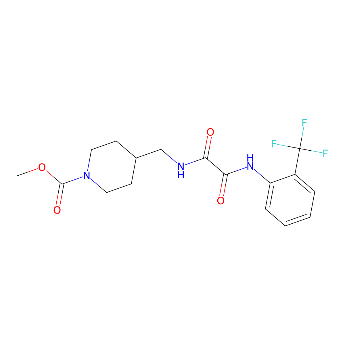 Methyl 4-((2-oxo-2-((2-(trifluoromethyl)phenyl)amino)acetamido)methyl)piperidine-1-carboxylate molecular structure, CAS 1235280-74-6