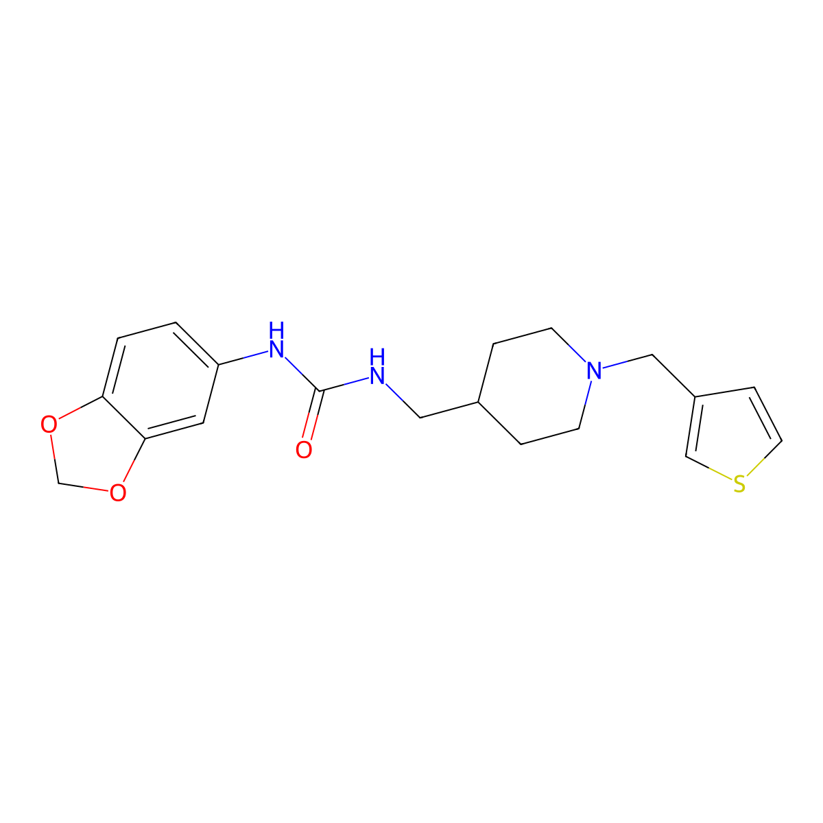 1-(Benzo[d][1,3]dioxol-5-yl)-3-((1-(thiophen-3-ylmethyl)piperidin-4-yl)methyl)urea molecular structure, CAS 1235282-00-4