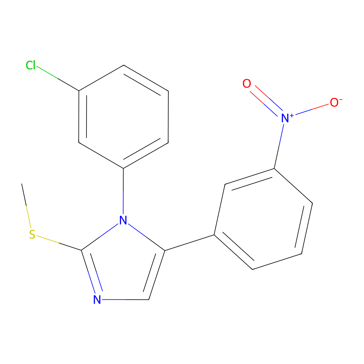 1-(3-chlorophenyl)-2-(methylthio)-5-(3-nitrophenyl)-1H-imidazole molecular structure, CAS 1235282-12-8
