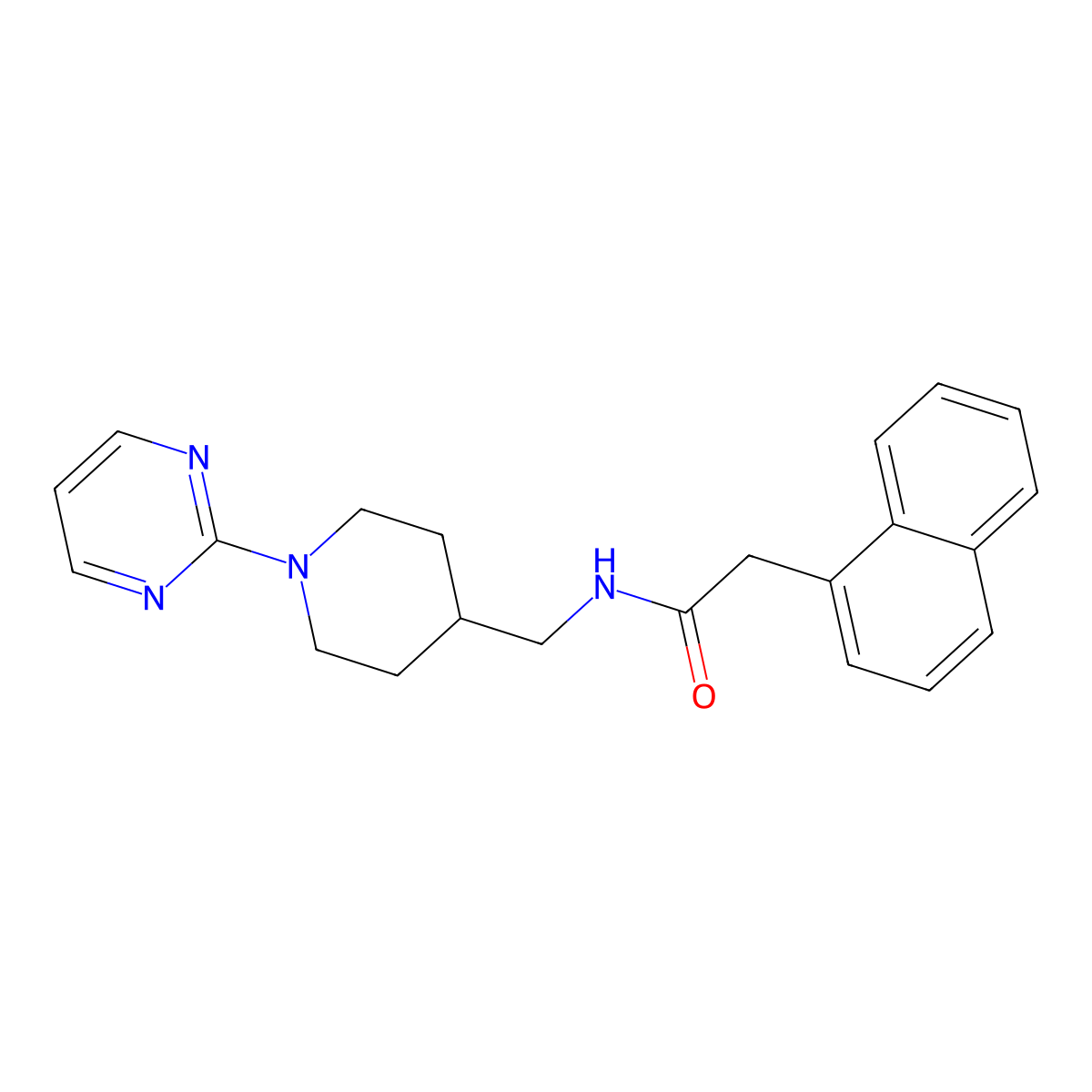 2-(naphthalen-1-yl)-N-{[1-(pyrimidin-2-yl)piperidin-4-yl]methyl}acetamide molecular structure, CAS 1235282-78-6