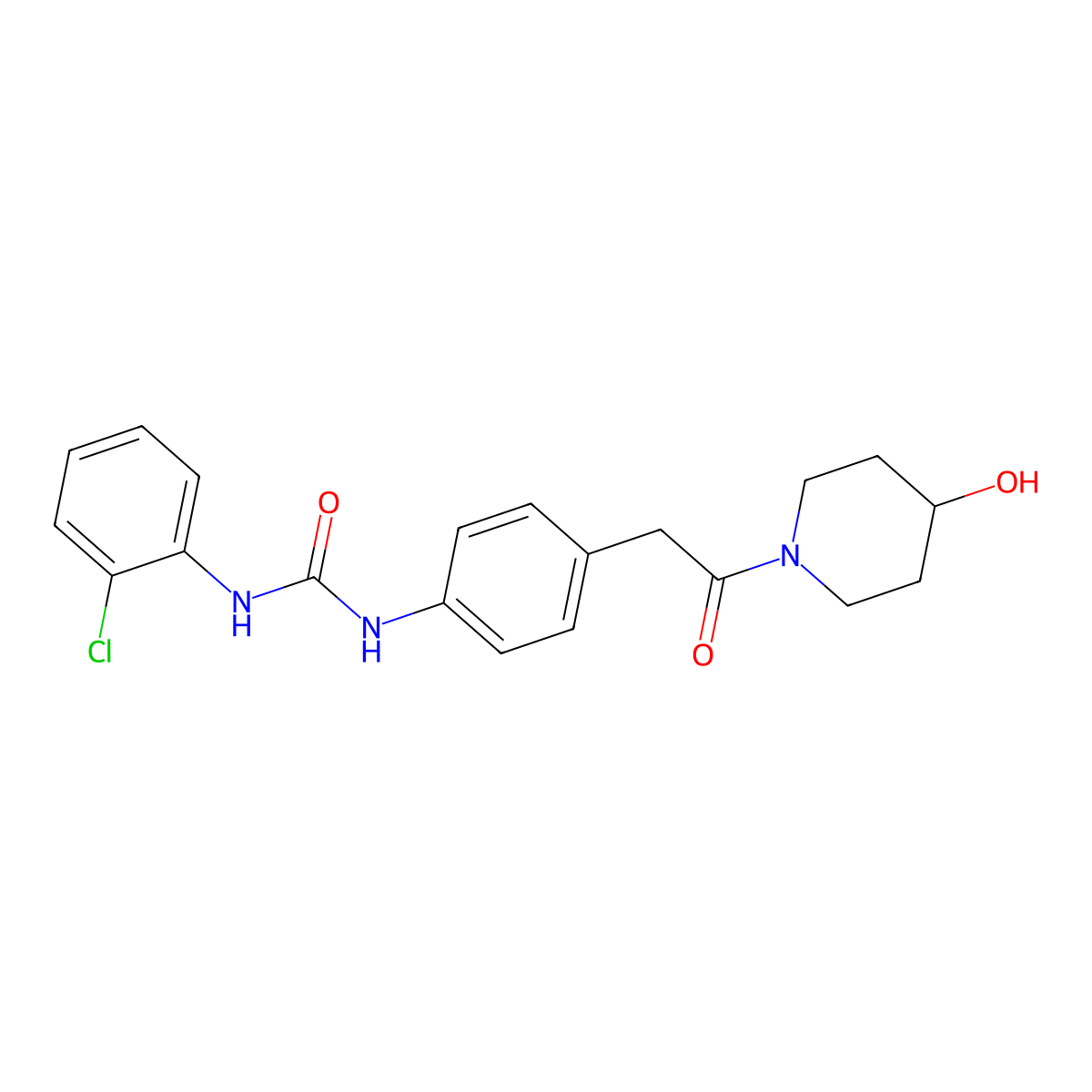 1-(2-Chlorophenyl)-3-(4-(2-(4-hydroxypiperidin-1-yl)-2-oxoethyl)phenyl)urea molecular structure, CAS 1235283-59-6