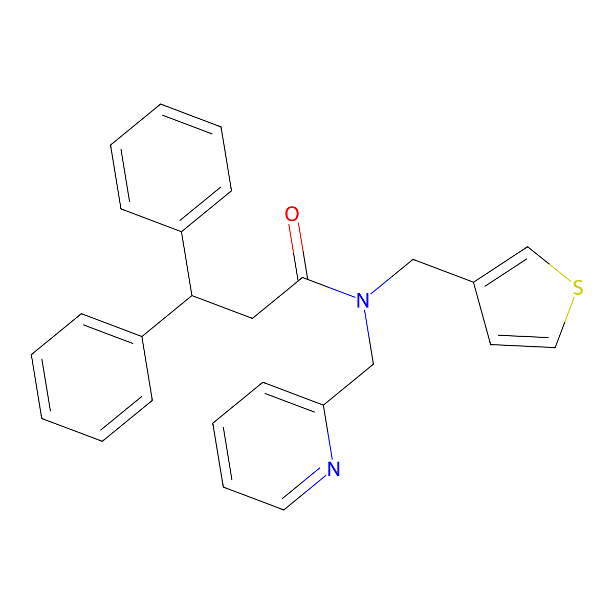 3,3-diphenyl-N-(pyridin-2-ylmethyl)-N-(thiophen-3-ylmethyl)propanamide molecular structure, CAS 1235286-42-6