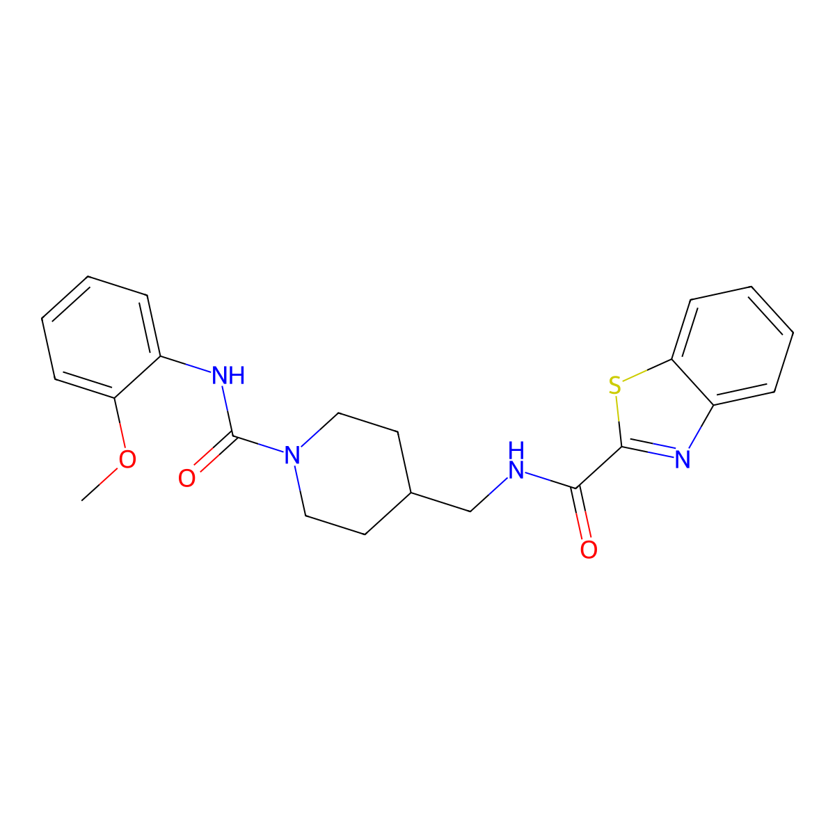 N-((1-((2-methoxyphenyl)carbamoyl)piperidin-4-yl)methyl)benzo[d]thiazole-2-carboxamide molecular structure, CAS 1235286-56-2