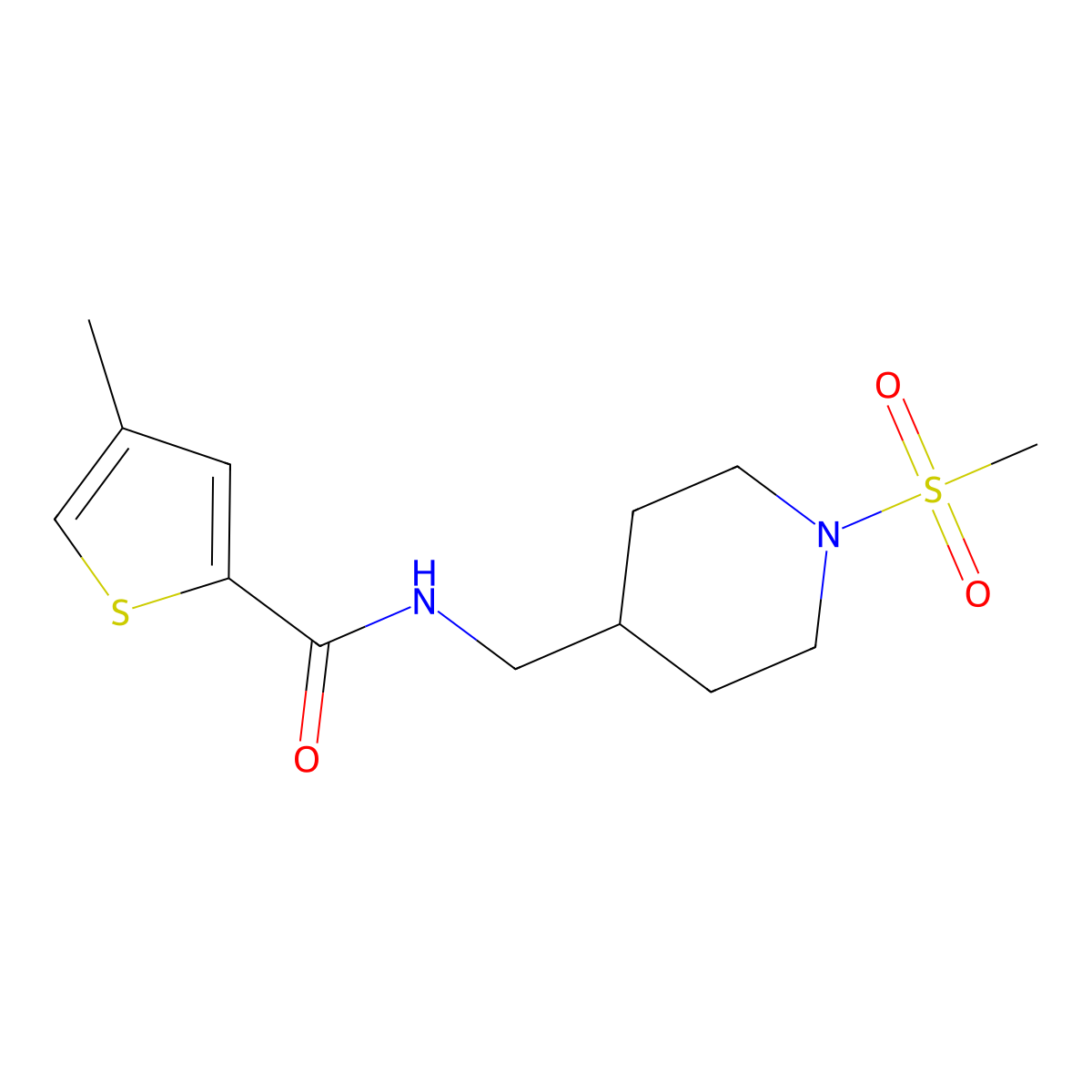 N-[(1-Methanesulfonylpiperidin-4-YL)methyl]-4-methylthiophene-2-carboxamide molecular structure, CAS 1235286-61-9