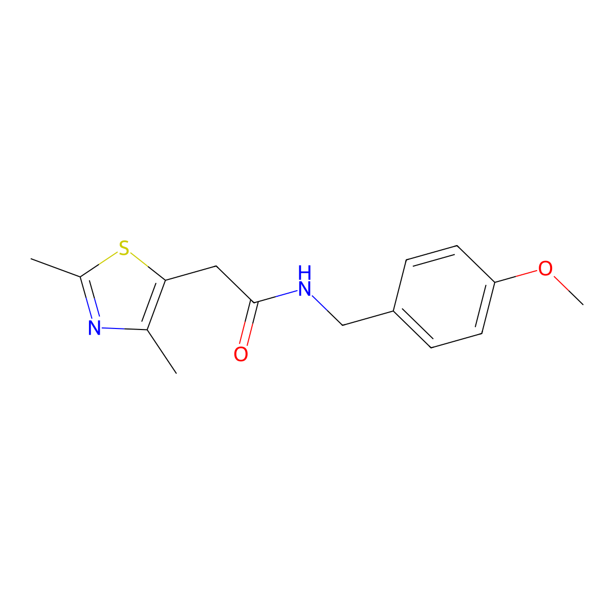 2-(2,4-dimethylthiazol-5-yl)-N-(4-methoxybenzyl)acetamide molecular structure, CAS 1235286-71-1