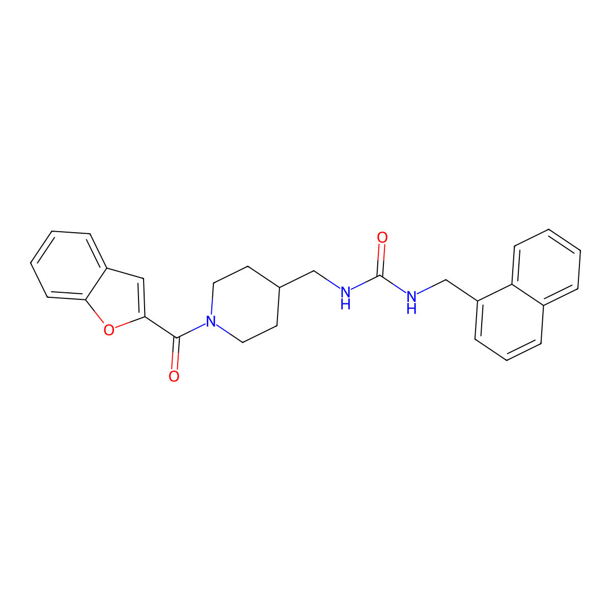 1-((1-(Benzofuran-2-carbonyl)piperidin-4-yl)methyl)-3-(naphthalen-1-ylmethyl)urea molecular structure, CAS 1235287-57-6