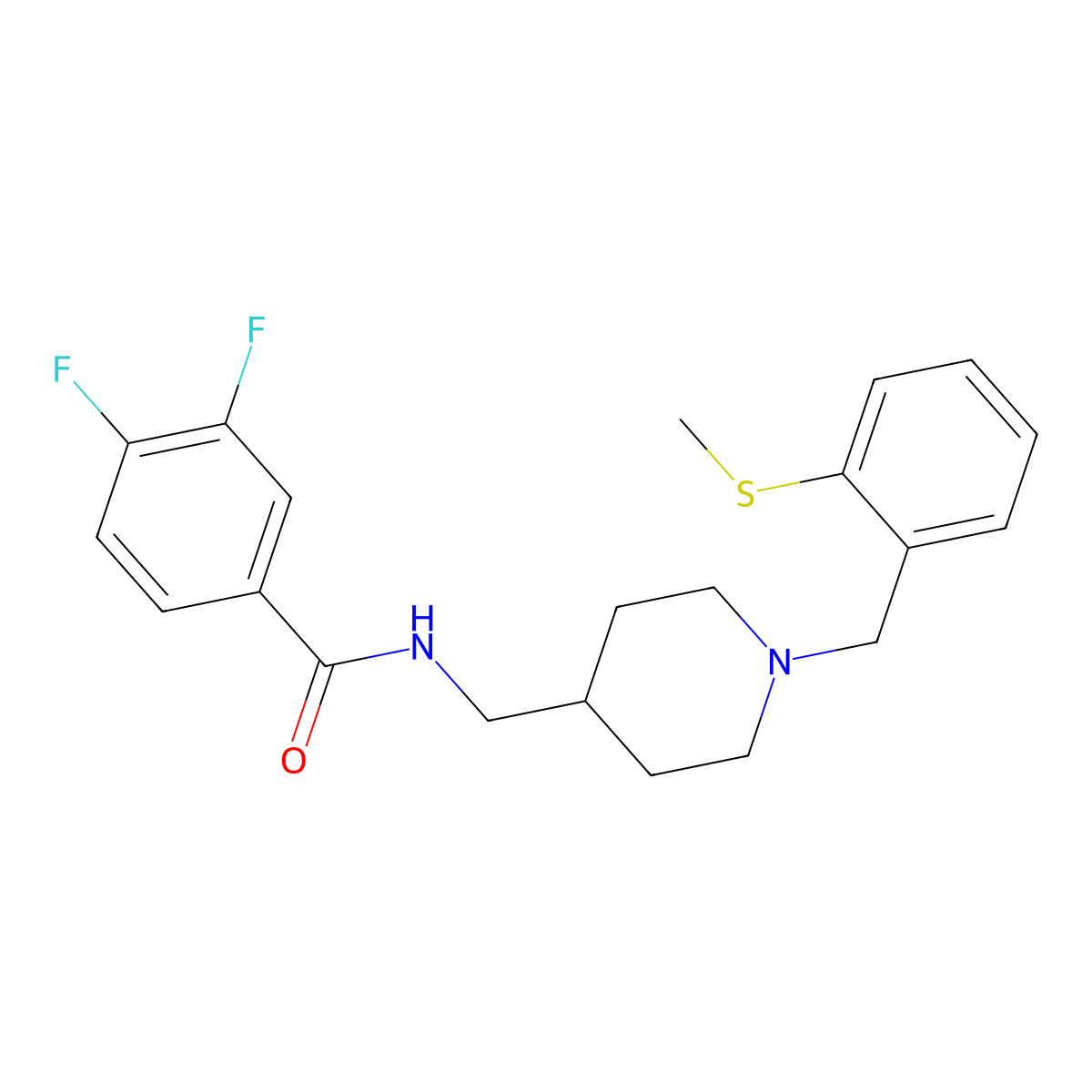 3,4-difluoro-N-((1-(2-(methylthio)benzyl)piperidin-4-yl)methyl)benzamide molecular structure, CAS 1235287-81-6