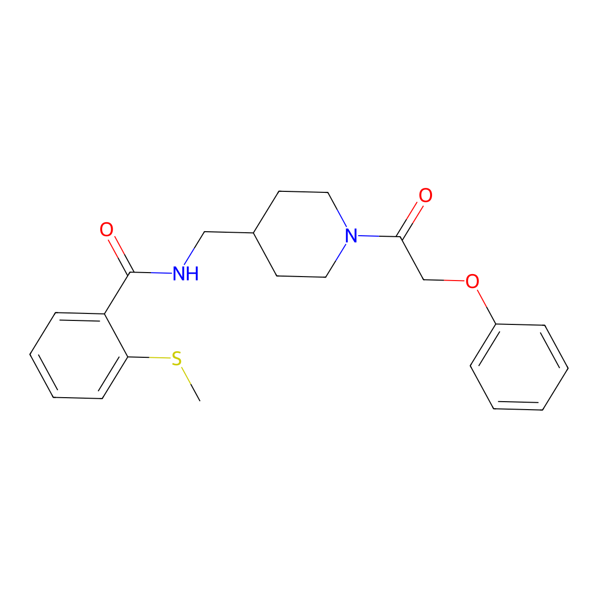 2-(methylthio)-N-((1-(2-phenoxyacetyl)piperidin-4-yl)methyl)benzamide molecular structure, CAS 1235287-90-7