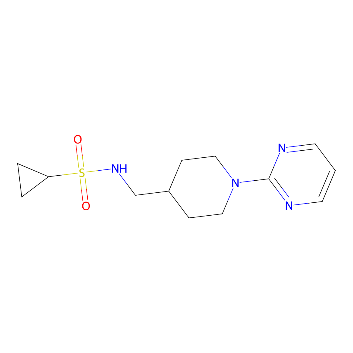 N-{[1-(pyrimidin-2-yl)piperidin-4-yl]methyl}cyclopropanesulfonamide molecular structure, CAS 1235289-18-5