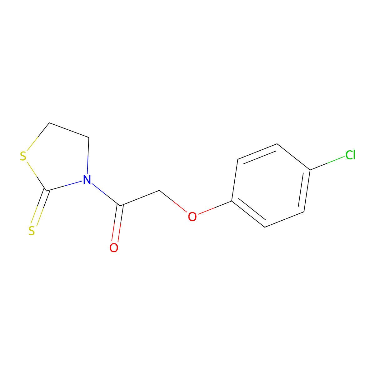 2-(4-Chlorophenoxy)-1-(2-sulfanylidene-1,3-thiazolidin-3-yl)ethan-1-one molecular structure, CAS 123529-83-9