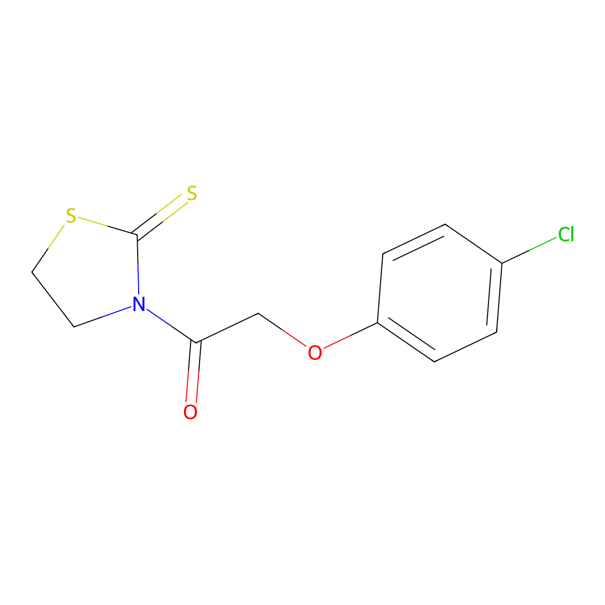 2-(4-Chlorophenoxy)-1-(2-sulfanylidene-1,3-thiazolidin-3-yl)ethan-1-one molecular structure, CAS 123529-83-9