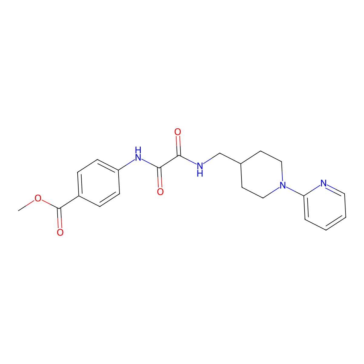 Methyl 4-(2-oxo-2-(((1-(pyridin-2-yl)piperidin-4-yl)methyl)amino)acetamido)benzoate molecular structure, CAS 1235292-96-2