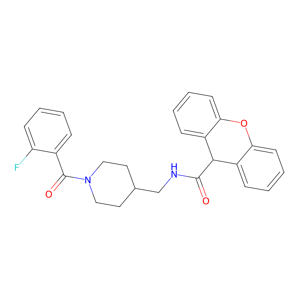 N-{[1-(2-fluorobenzoyl)piperidin-4-yl]methyl}-9H-xanthene-9-carboxamide molecular structure, CAS 1235296-09-9