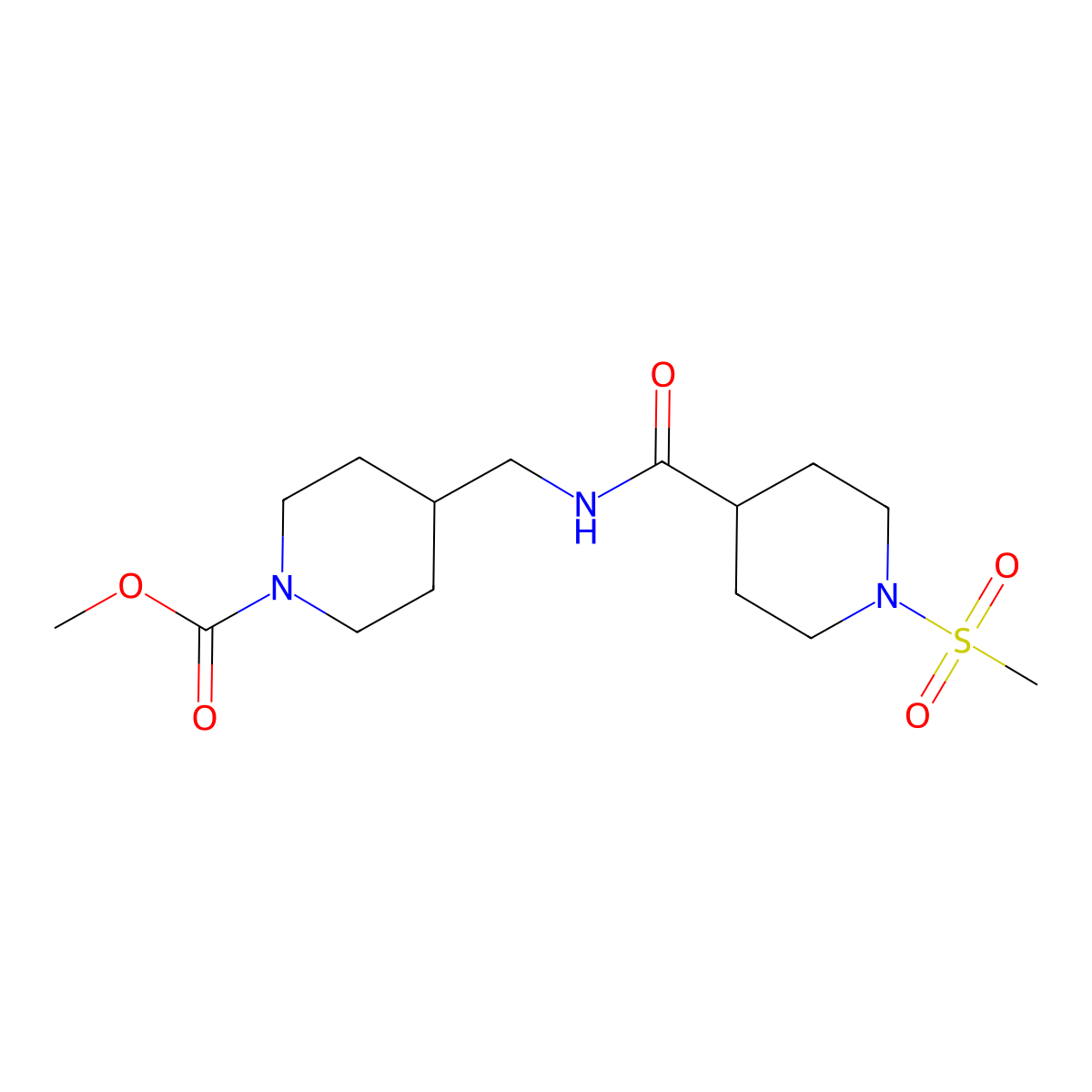 Methyl 4-((1-(methylsulfonyl)piperidine-4-carboxamido)methyl)piperidine-1-carboxylate molecular structure, CAS 1235296-24-8