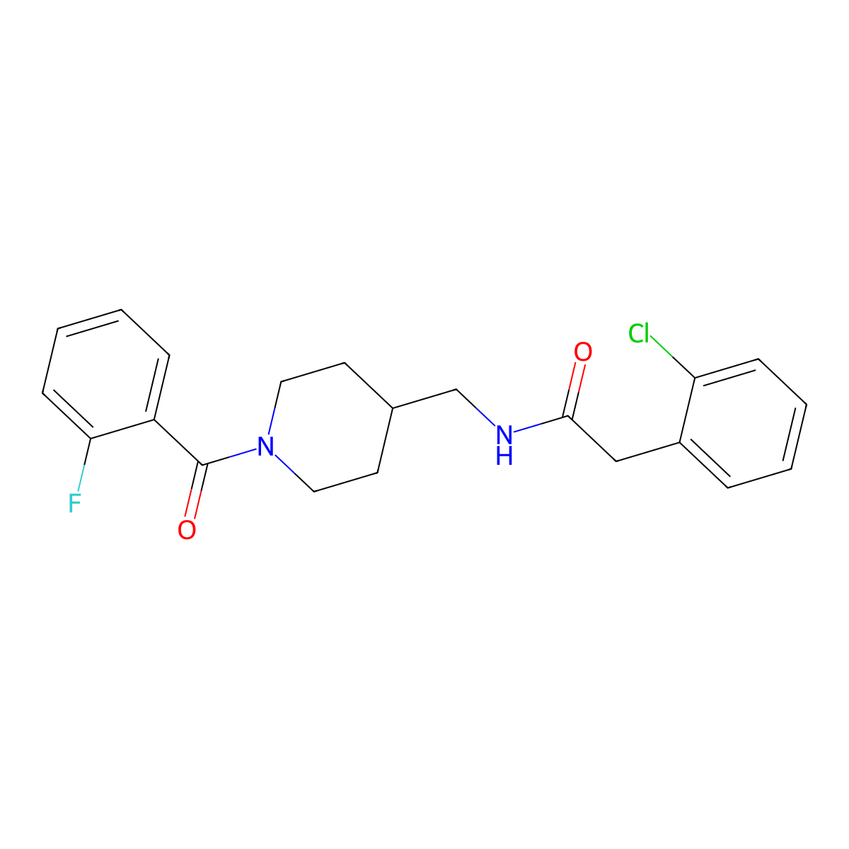 2-(2-chlorophenyl)-N-{[1-(2-fluorobenzoyl)piperidin-4-yl]methyl}acetamide molecular structure, CAS 1235296-74-8