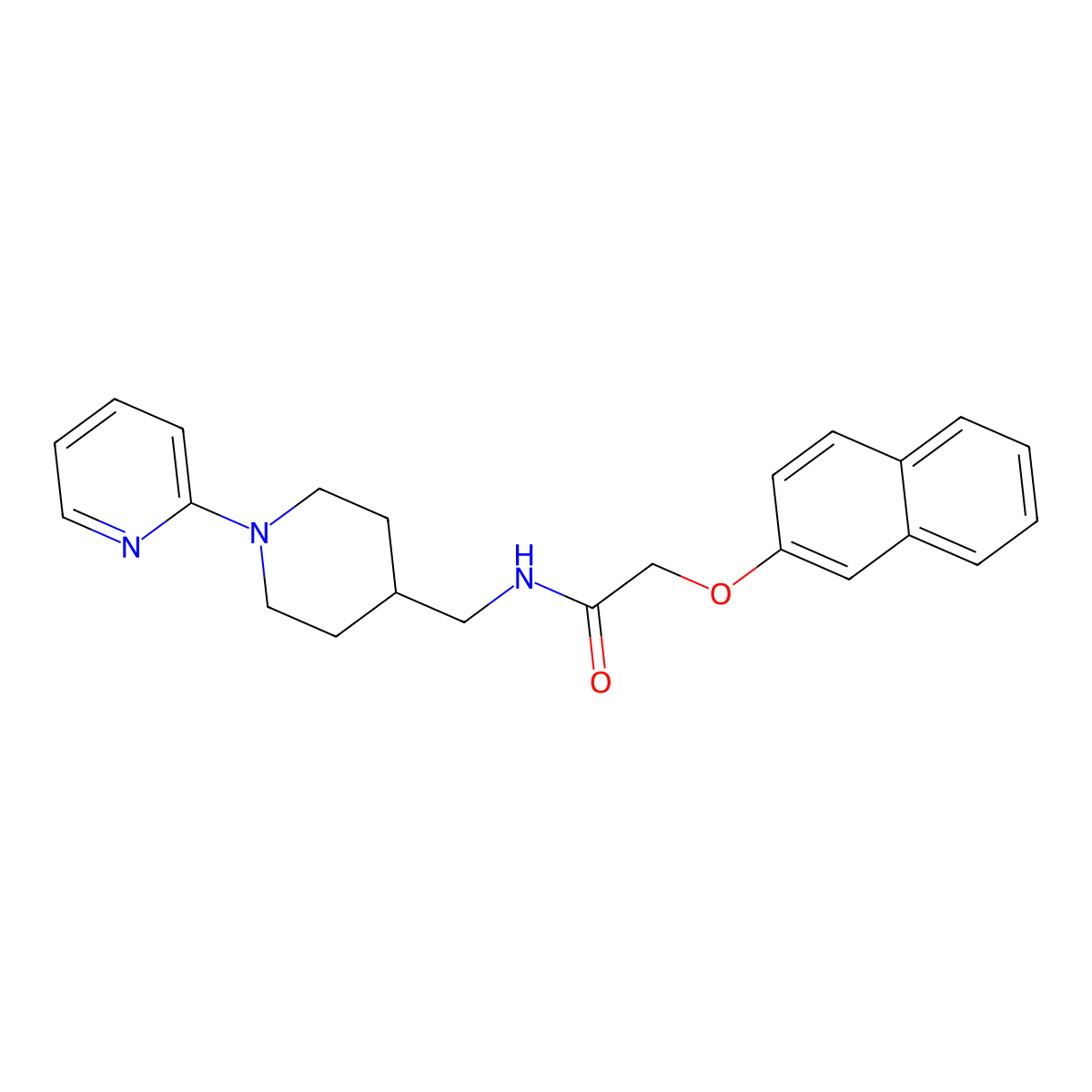 2-(naphthalen-2-yloxy)-N-((1-(pyridin-2-yl)piperidin-4-yl)methyl)acetamide molecular structure, CAS 1235296-83-9