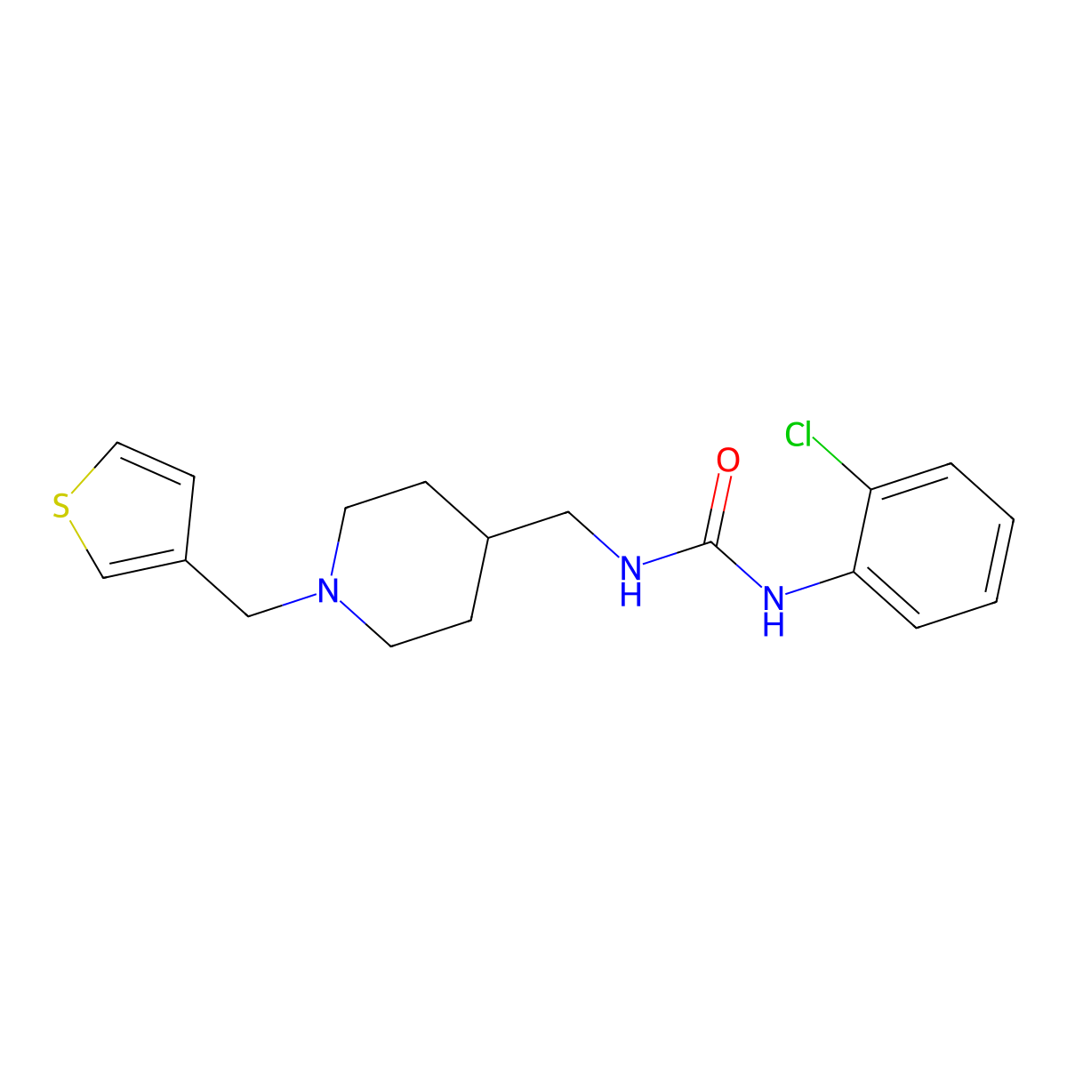 1-(2-Chlorophenyl)-3-((1-(thiophen-3-ylmethyl)piperidin-4-yl)methyl)urea molecular structure, CAS 1235296-90-8