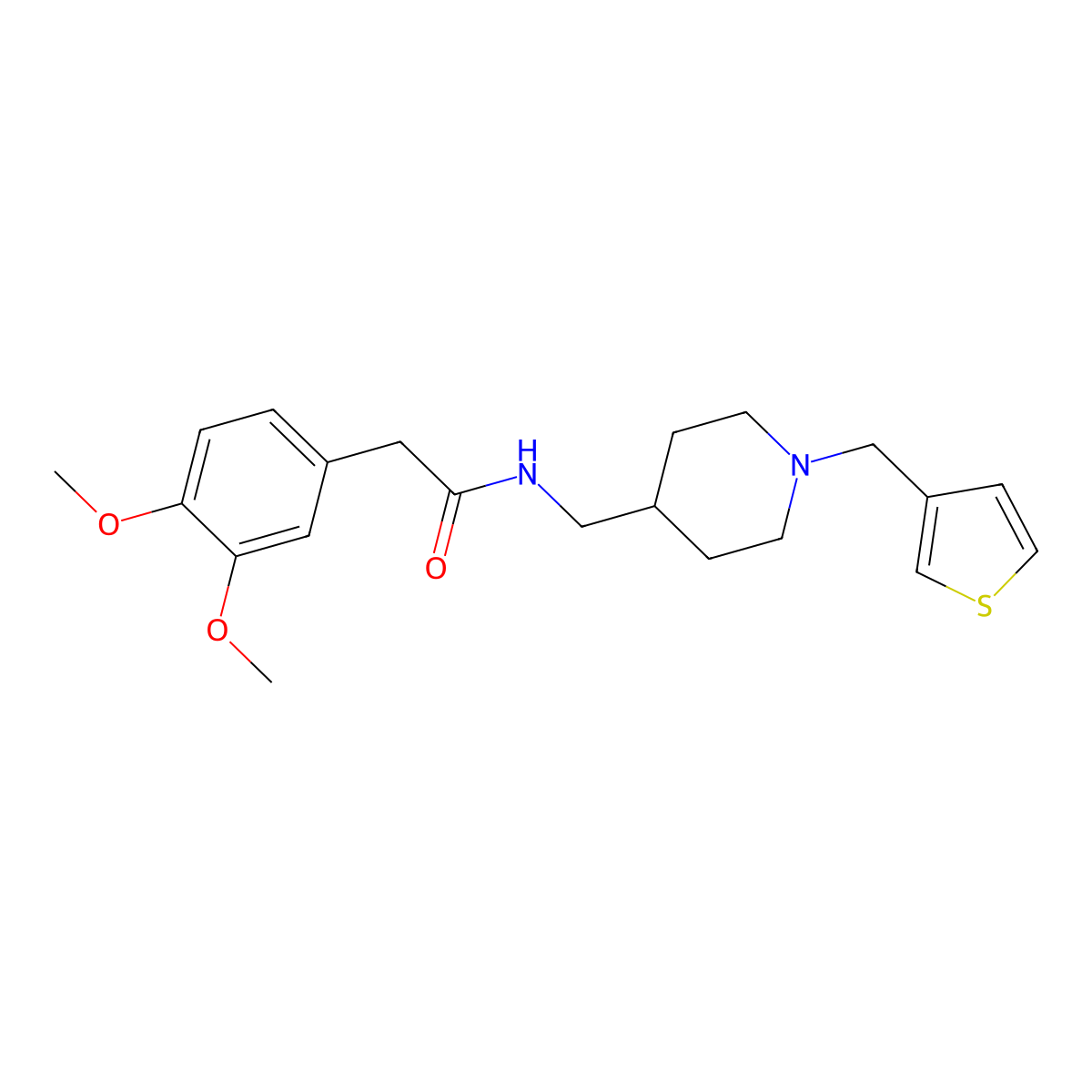 2-(3,4-dimethoxyphenyl)-N-((1-(thiophen-3-ylmethyl)piperidin-4-yl)methyl)acetamide molecular structure, CAS 1235297-13-8