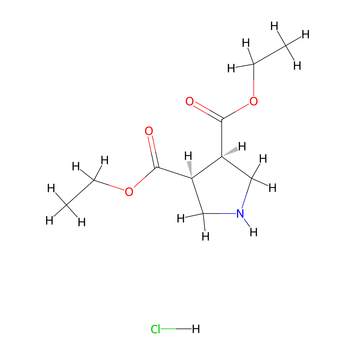 3,4-diethyl (3R,4S)-pyrrolidine-3,4-dicarboxylate hydrochloride molecular structure, CAS 1235297-21-8