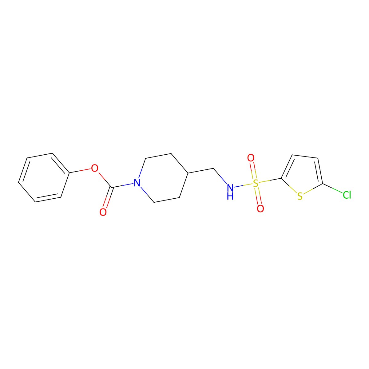 Phenyl 4-[(5-chlorothiophene-2-sulfonamido)methyl]piperidine-1-carboxylate molecular structure, CAS 1235298-44-8