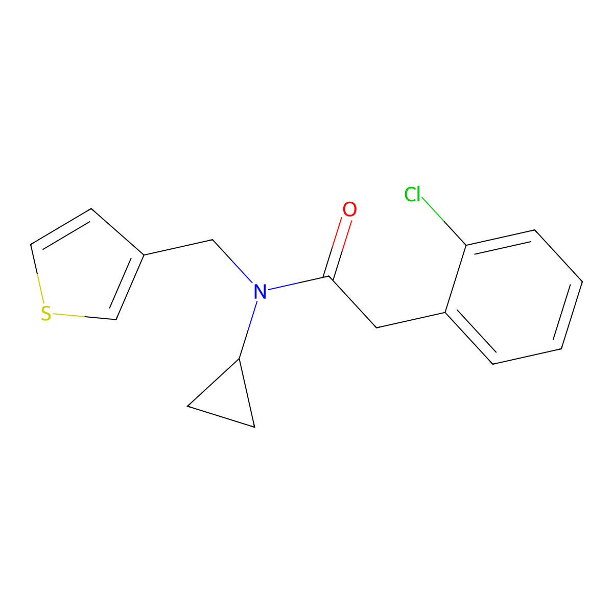 2-(2-chlorophenyl)-N-cyclopropyl-N-(thiophen-3-ylmethyl)acetamide molecular structure, CAS 1235299-13-4