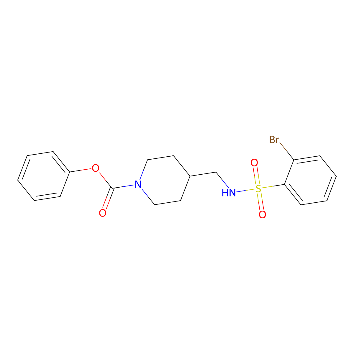 Phenyl 4-[(2-bromobenzenesulfonamido)methyl]piperidine-1-carboxylate molecular structure, CAS 1235299-27-0