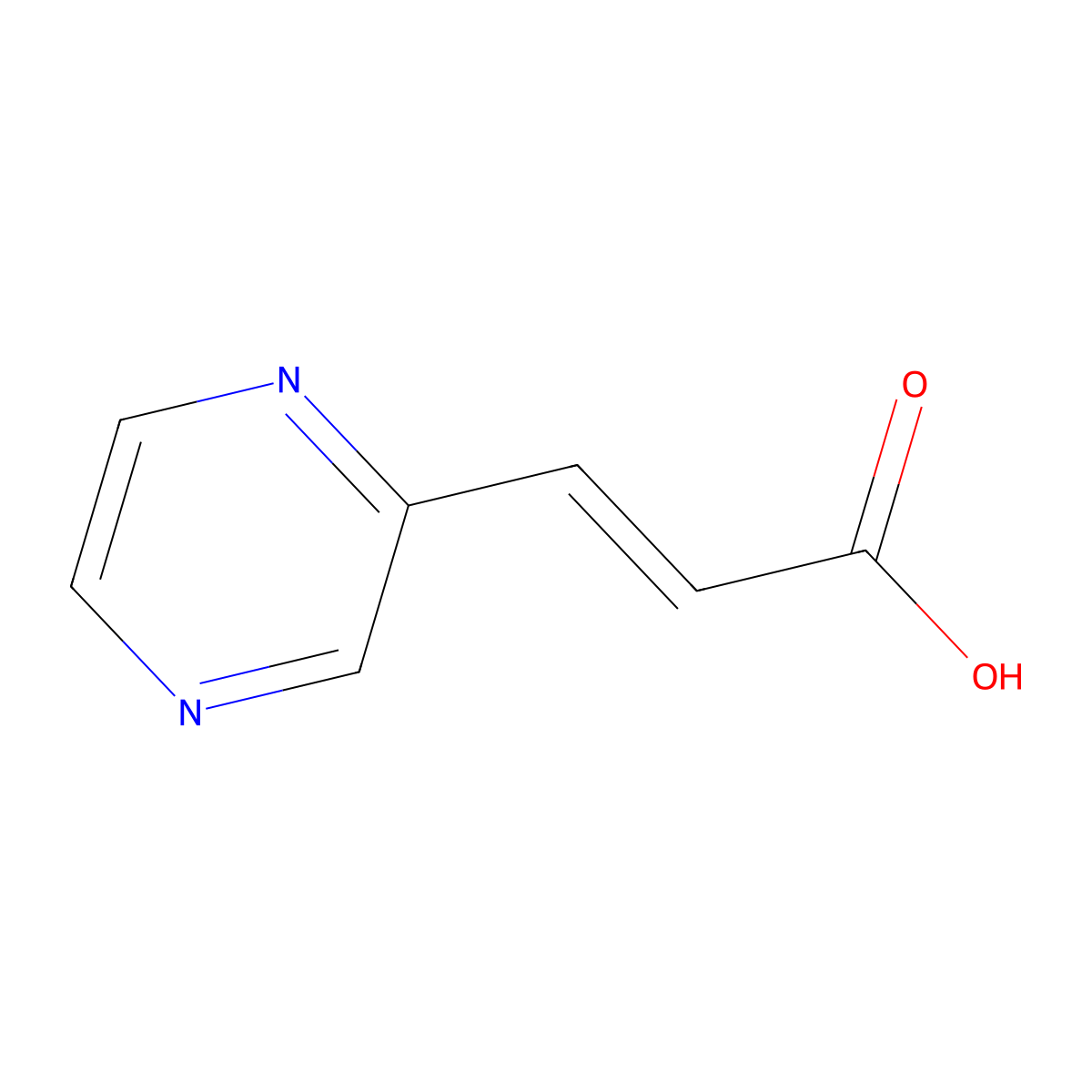 (2E)-3-(pyrazin-2-yl)prop-2-enoic acid molecular structure, CAS 123530-66-5